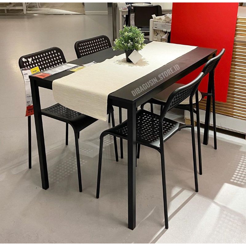 MEJA MAKAN SET MINIMALIS HITAM / Meja makan 4 kursi / Meja makan scandinavian