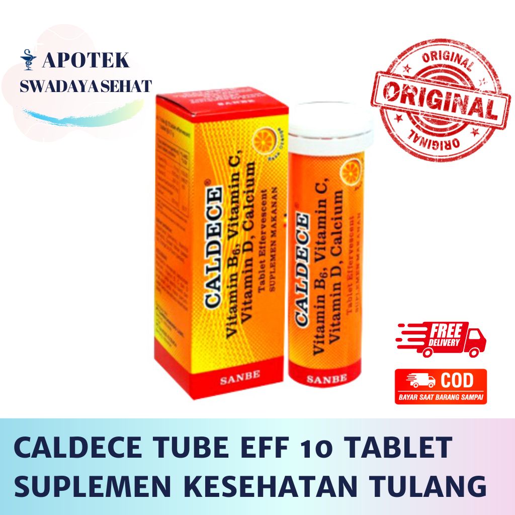 CALDECE TUBE EFFERVESCENT Isi 10 Tablet Larut Rasa Jeruk - Suplemen Multivitamin Kesehatan Tulang