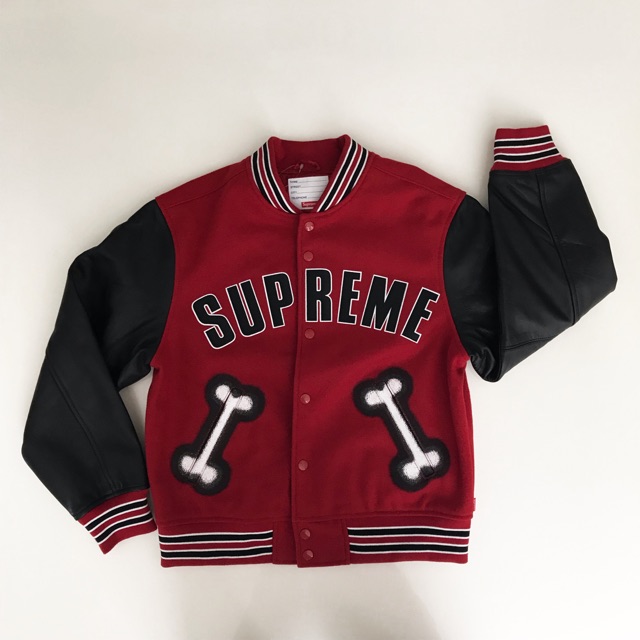 bone varsity jacket supreme