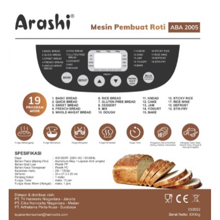 Mesin Roti Arashi ABA 2005