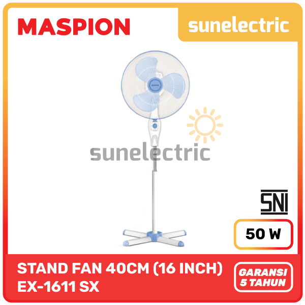 Maspion MSP EX-1611 SX Stand Fan / Kipas Angin Berdiri 16 inch / 16" / 40 cm EX 1611 SX / EX1611 SX 