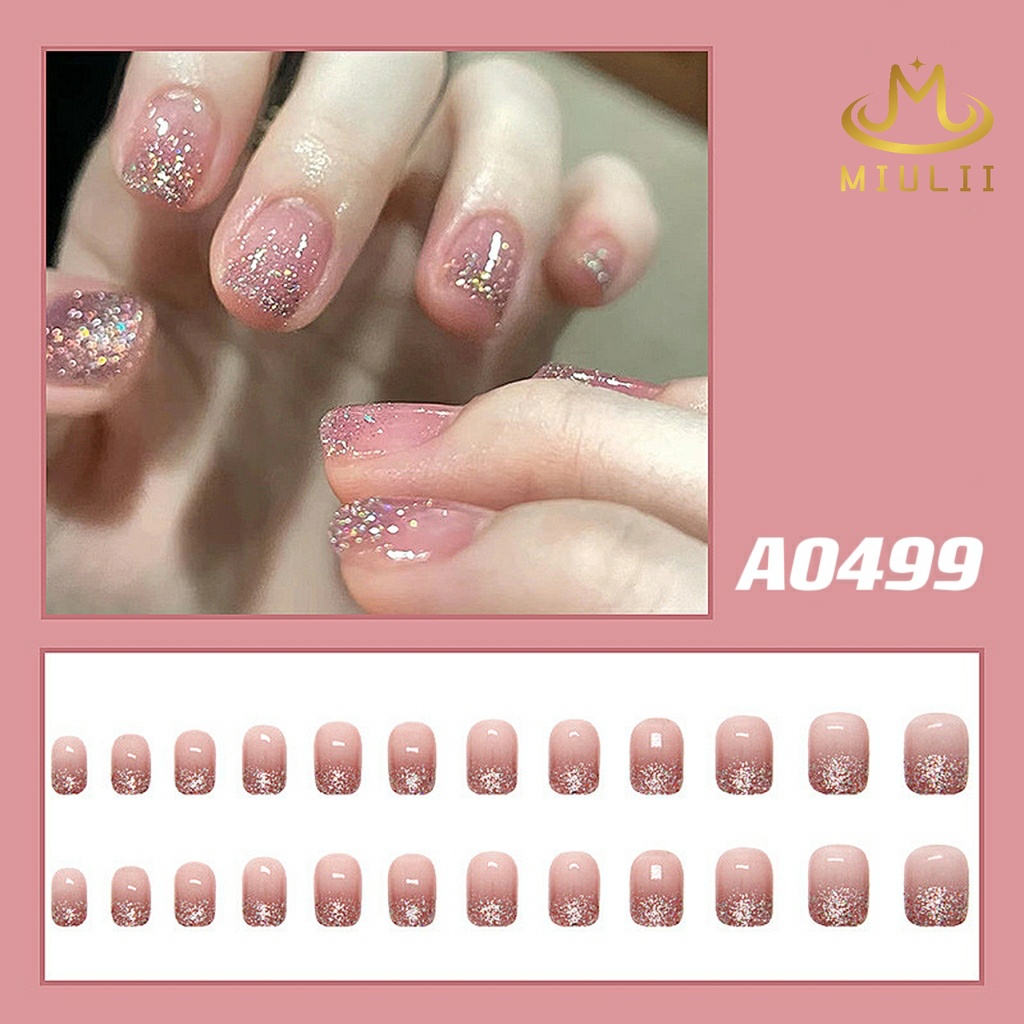 MIULII / KUKU PALSU  A0499  / 24PCS / 3D / NAIL ART / PREMIUM / CUTE / BIRU / FREE LEM JELLY / KUTEK