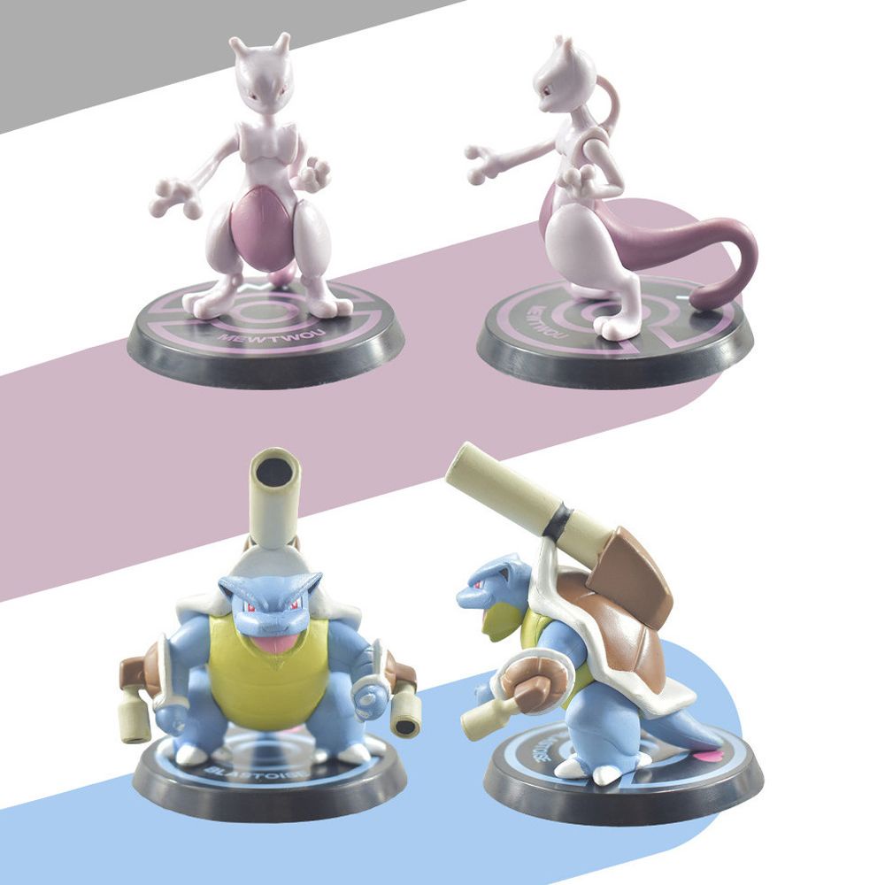 QUINTON 6Pcs/Set Pokemon Figure Collectible Model Toys Action Figure Mewtwo Charizard Venusaur Squirtle Charizard X PVC Pikachu