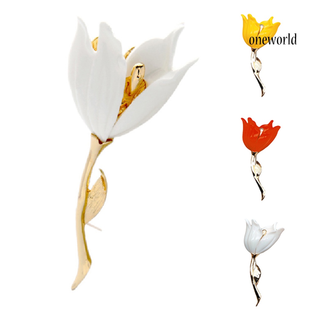 OW@ Elegant Women Tulip Flower Shaped Brooch Pin Breastpin Cardigan Shawl Ornament