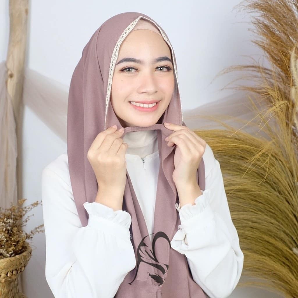 PTR PASHMINA TALI RENDA - Hijab Pashmina Instant Diamond Panjang