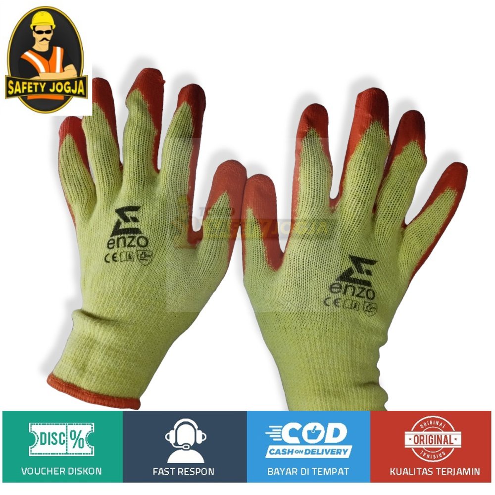 SARUNG TANGAN SAFETY KERJA PROYEK KOMBINASI KATUN KARET LATEX ENZO