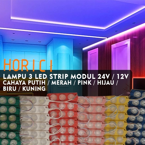 LAMPU LED MODUL 1PCS  3 MATA BESAR DC 12V / 24V VARIASI LAMPU MOBIL MOTOR MODULE