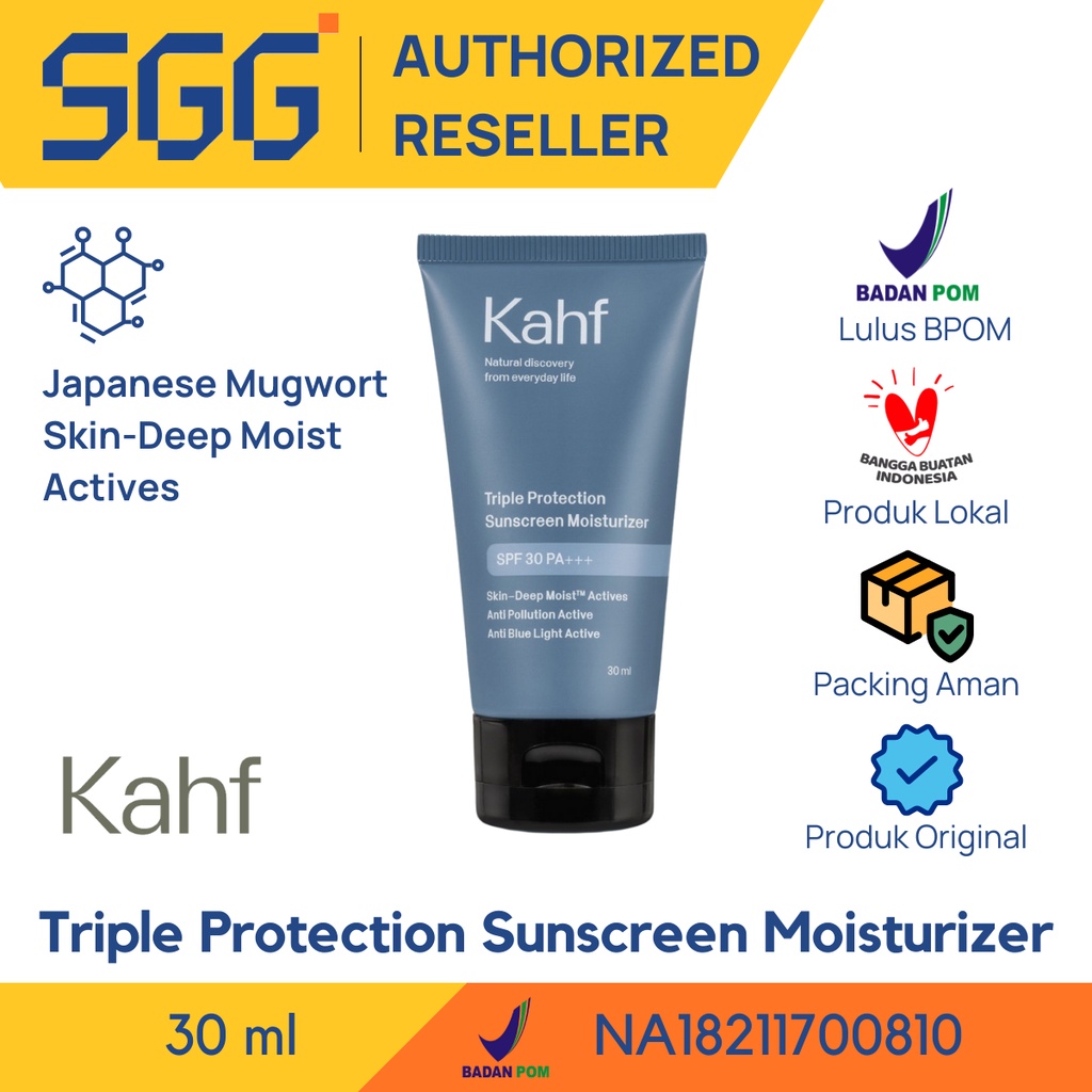 SGG - Kahf Triple Protection / Moisturizer with SPF 30++ / Perawatan Wajah Pria / Pencerah Kulit / Sun Block / Tabir Surya / Sunblock / Anti UV / Pelembab Muka