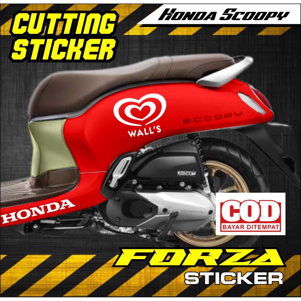 Stiker Cutting/Honda Scoopy/Logo WALLS Cutting sticker unik untuk body motor Honda Scoopy, Bisa untu