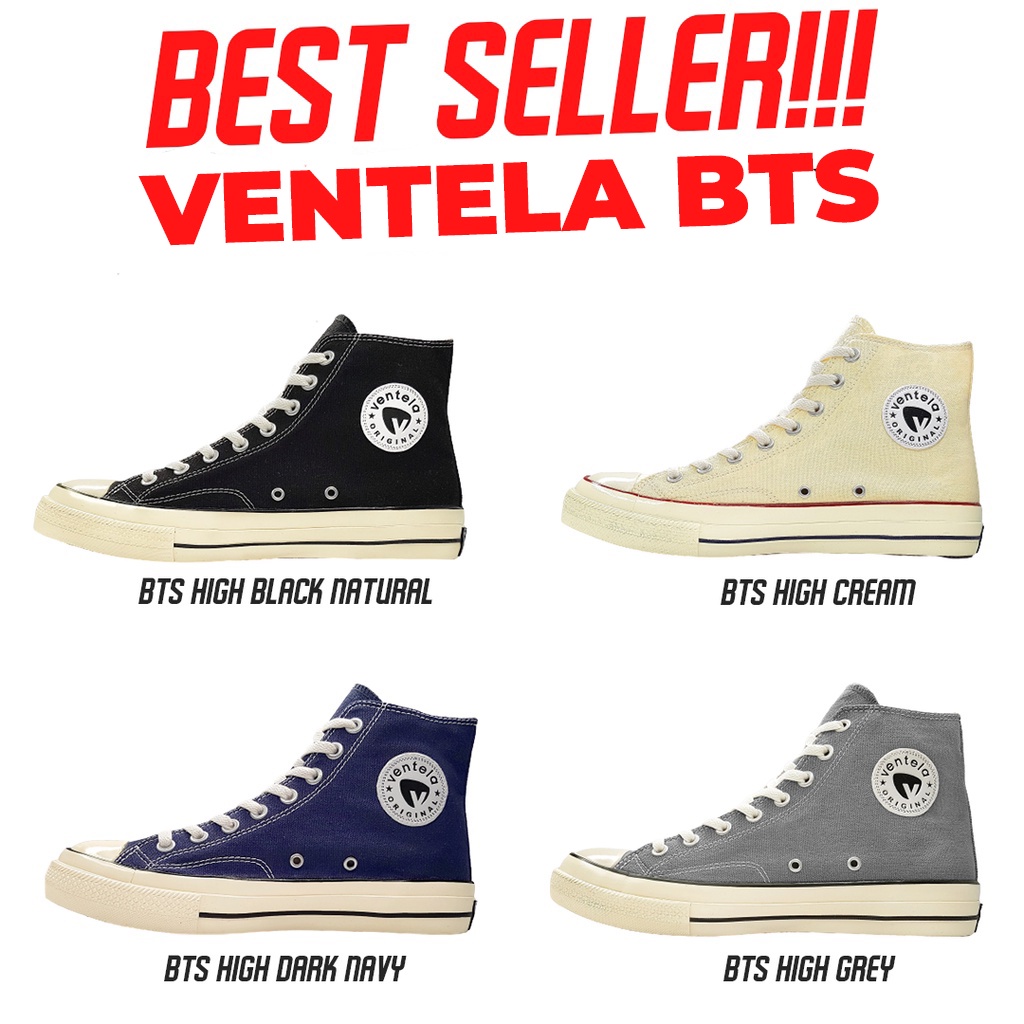 PROMO HARGA SEPATU MURAH SEPASANG SEPATU VENTELA BACK TO 70s HIGH SEPATU VANTELA BLACK NATURAL/GREEN