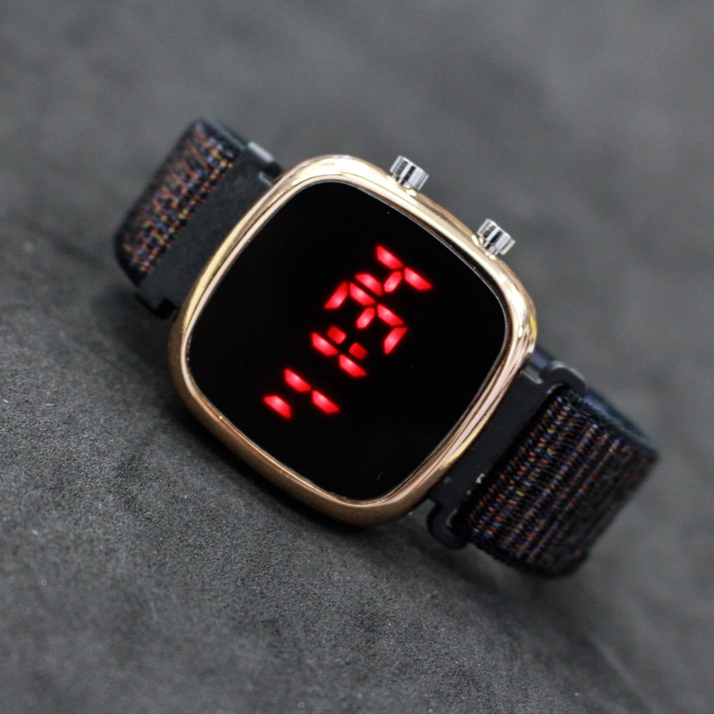 JAM TANGAN LED KANVAS OVAL TOP QUALITY EING ROSE GOLD/JAM TANGAN FASHION KEKINIAN/