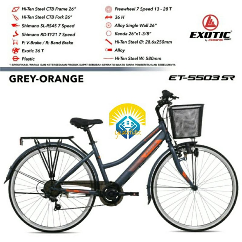 Sepeda keranjang dewasa perempuan EXOTIC 5503 26 inch