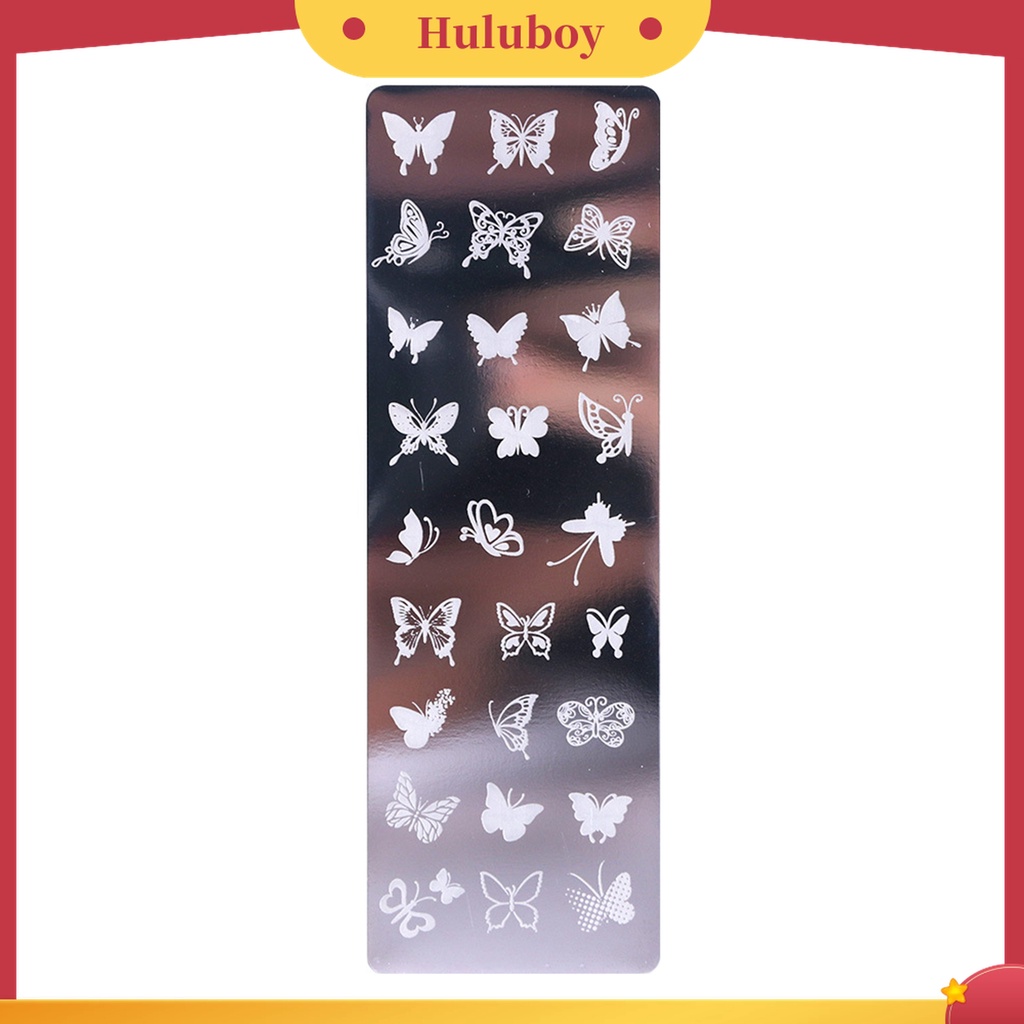 Huluboy Huluboy♡ Plat Stempel Kuku Bahan Stainless Steel Motif Print Bunga / Daun Untuk Manicure / Nail Art DIY