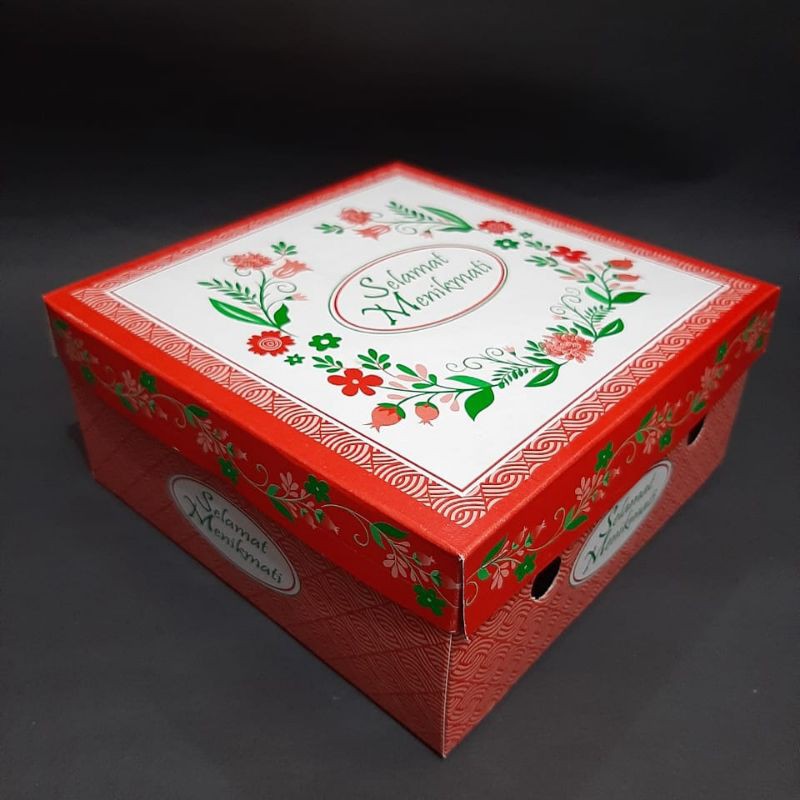 Dus Makan Box Snack Kardus Nasi Kotak  Katering Selamat Menikmati 16x16 Motif Japan Flower