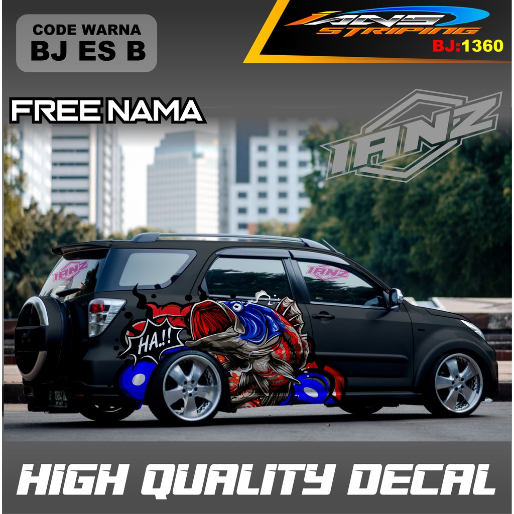 DECAL STIKER MOBIL TOYOTA RUSH / STIKER MOBIL FISH / DECAL STIKER MOBIL INNOVA AVANZA TERIOS PAJERO