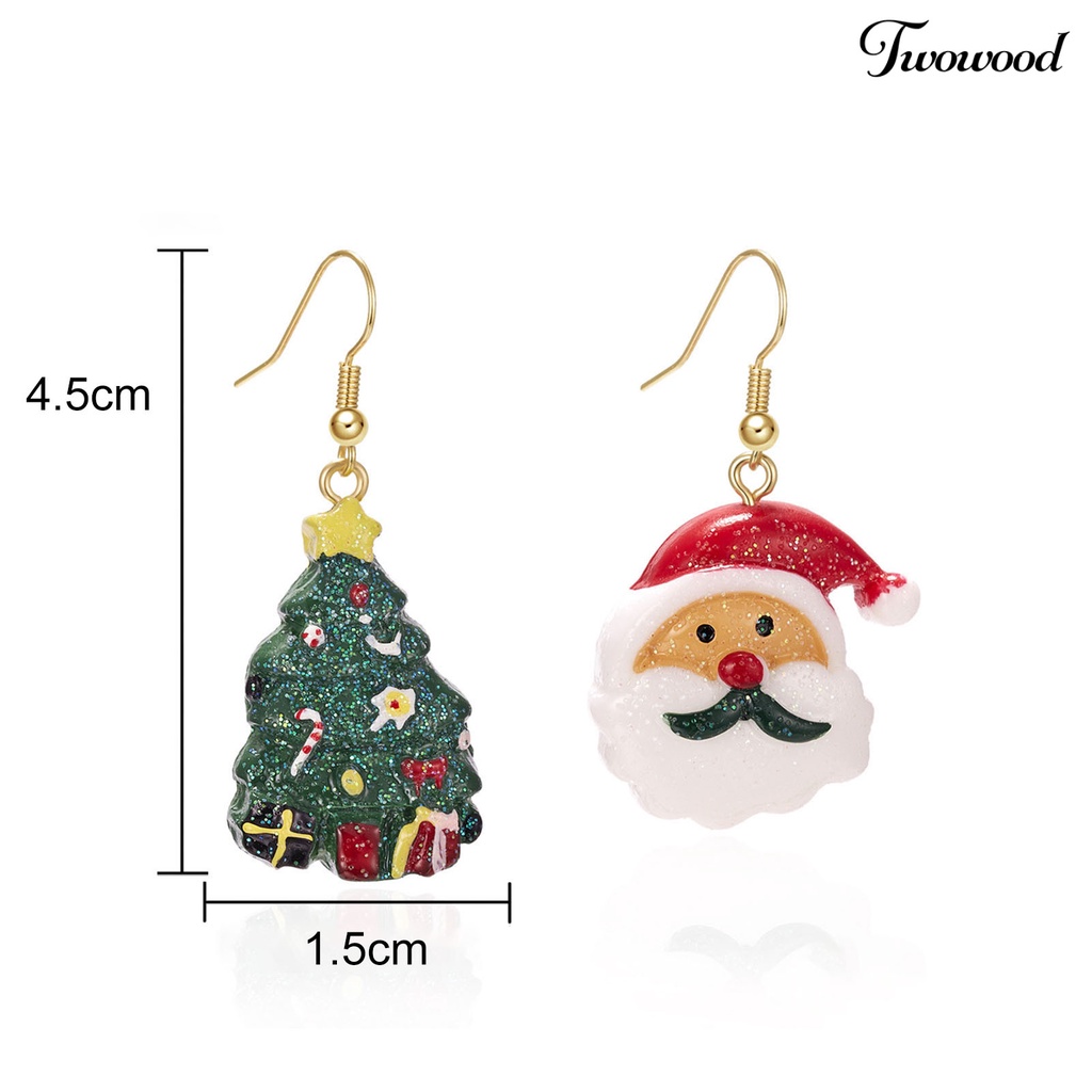 1 Pasang Anting Hook Liontin Santa Claus Pohon Natal Snowman Kaus Kaki Untuk Wanita