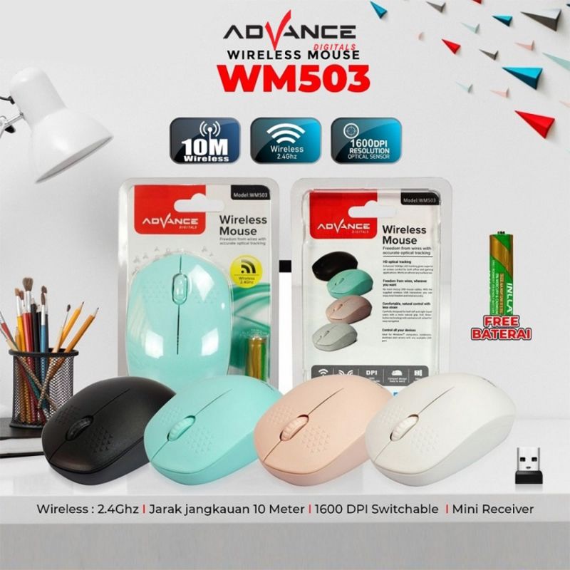 Mouse Wireless WM 503 Kursor Akurat Cocok untuk PC Laptop Original - Garansi 1 Tahun advance