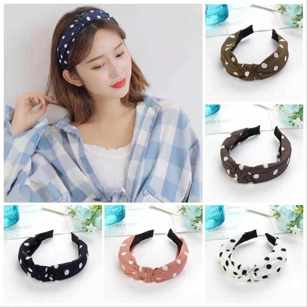 Bando Wanita Motif POLKADOT Bando Kain Dewasa Motif Untuk Wanita / Bando Polkadot / Bando Bunga / Bando Garis