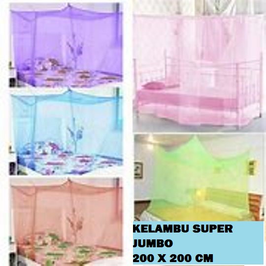 Kelambu Kotak Polos / Kelambu Nyamuk / Kelambu Kamar Tidur / Kelambu Gantung Super Jumbo 200 x 200 cm