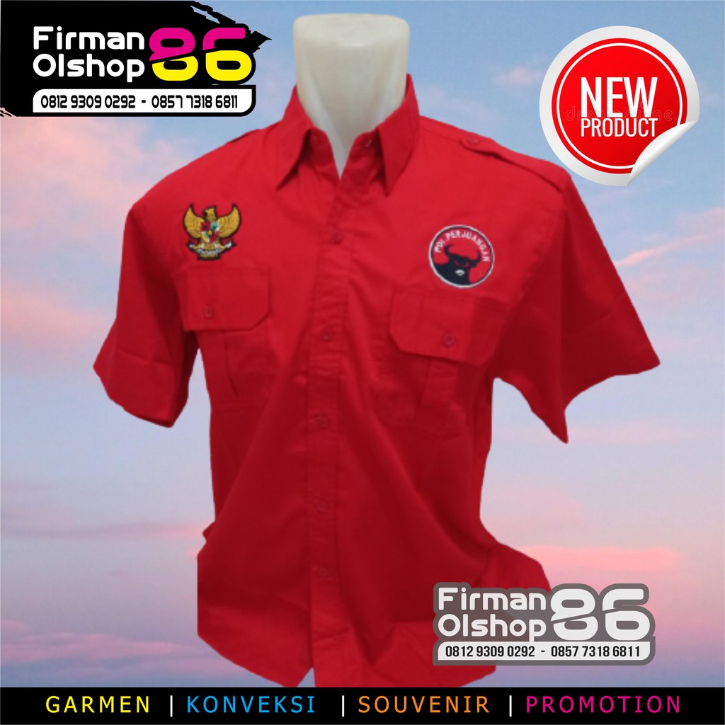 KEMEJA PDIP ESKLUSIF | BAJU KEMEJA PDIP ( Belakang Polos tanpa bordir) Kemeja ekslusif PDIP