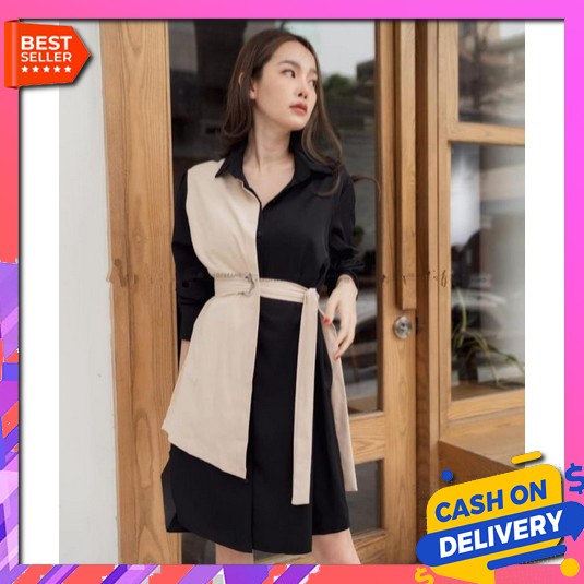 Midi Dress Bunga Korea Dsk Zara Crepe [Dress Elegant Ro]Dress Wanita Ardila Creamhitam