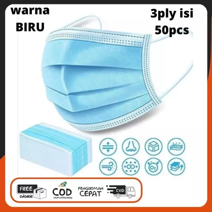 MASKER 3PLY EARLOOP 3PLY ISI 50PCS DISPOSABLE MASK