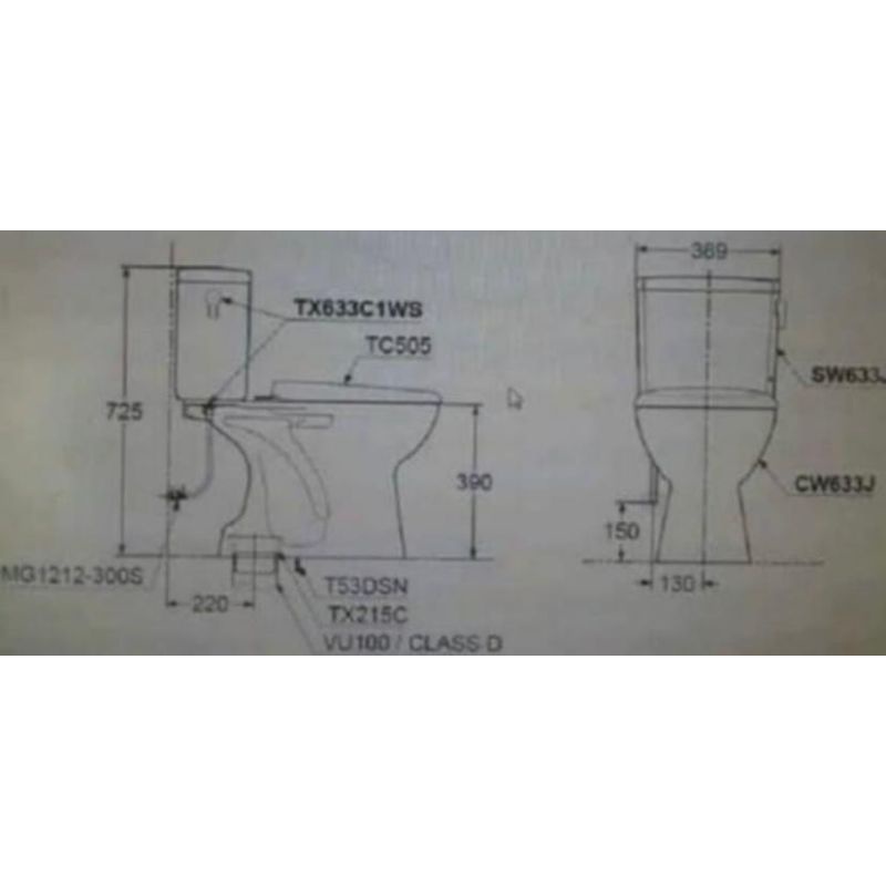 Closet Duduk / Monoblok Toto CW 633 J / Kloset Duduk TOTO CW633J