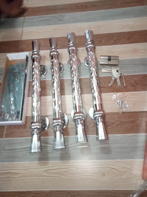 1set 4pcs Pull Handle Pintu Sisik Naga Silver + Kunci Pintu Body Pelor Pegangan Pintu Tarikan Pintu