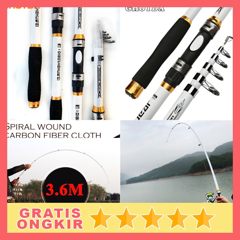 Mall GHOTDA Joran Pancing Portable Carbon Fiber Telescopic 3M - CF3000 - White