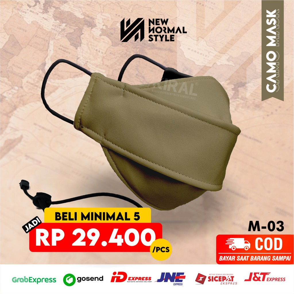 M-03 Masker Kain 3 ply Lapis Hijab Distro Korea Headloop Earloop Motif Pria Cowok Premium Keren