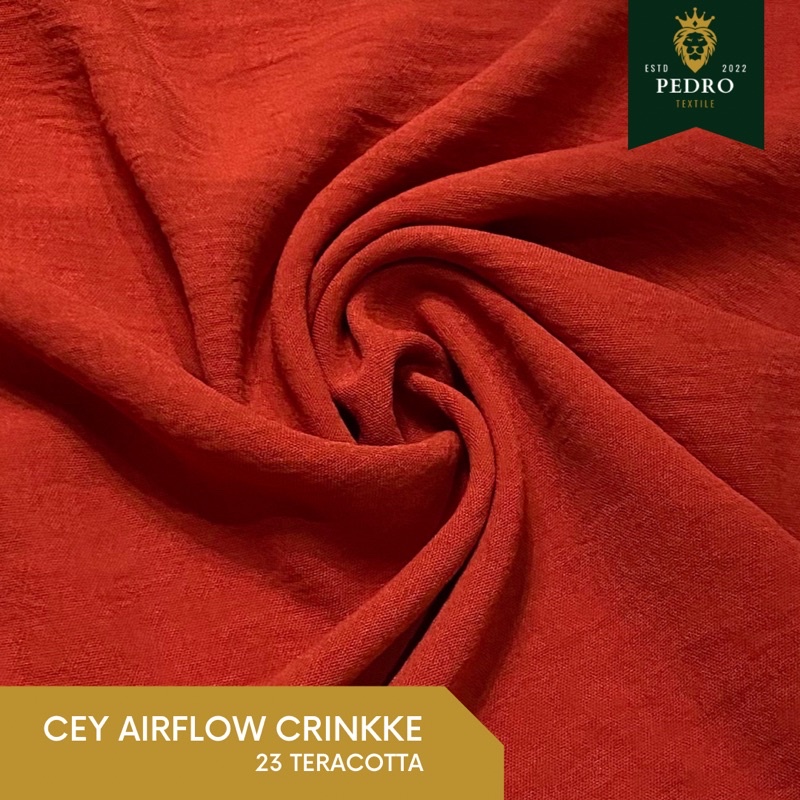 Bahan kain cey airflow crinkle warna teracotta terakota per 0.5 meter termurah premium