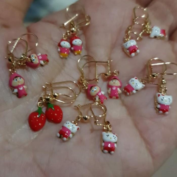 Nay / Anting Anak Kartun Karakter Hello Kitty Marsha Murah Emas Asli 375