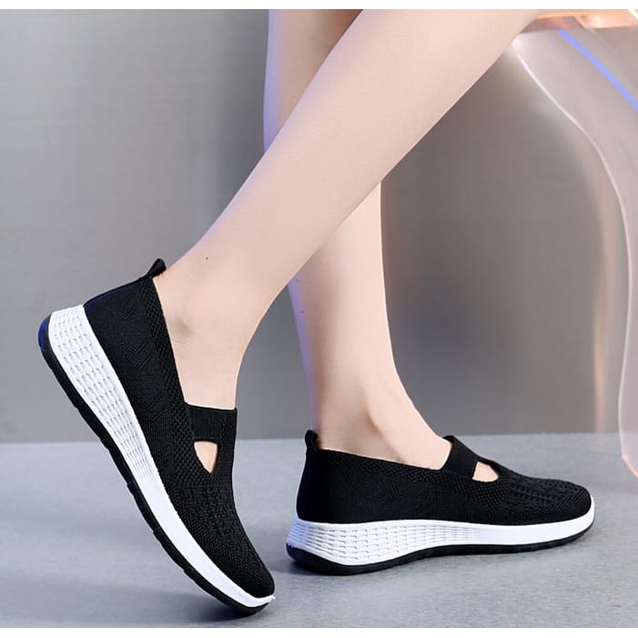 FREE BOX Sepatu Slip On Wanita Fashion Motif 2V  Premium Quality LV0156