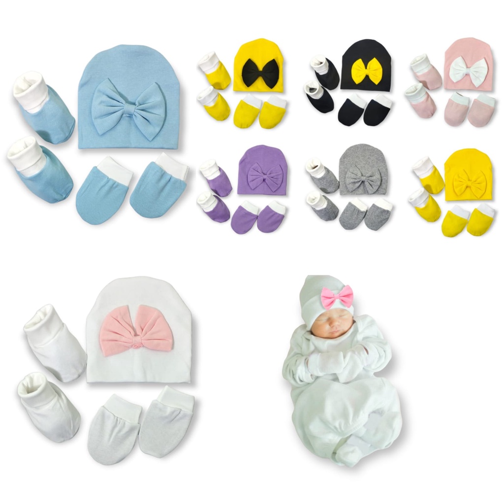 Topi Mitten Booties Set TMB - Set Topi dan Sepatu Bayi