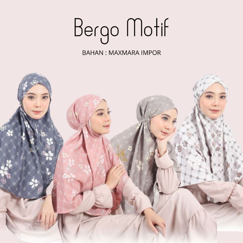 Bergo Motif / Jilbab Bergo / Jilbab Instan / Bergo Tali Belakang / Bergo Maxmara / Jilab Bergo Insta