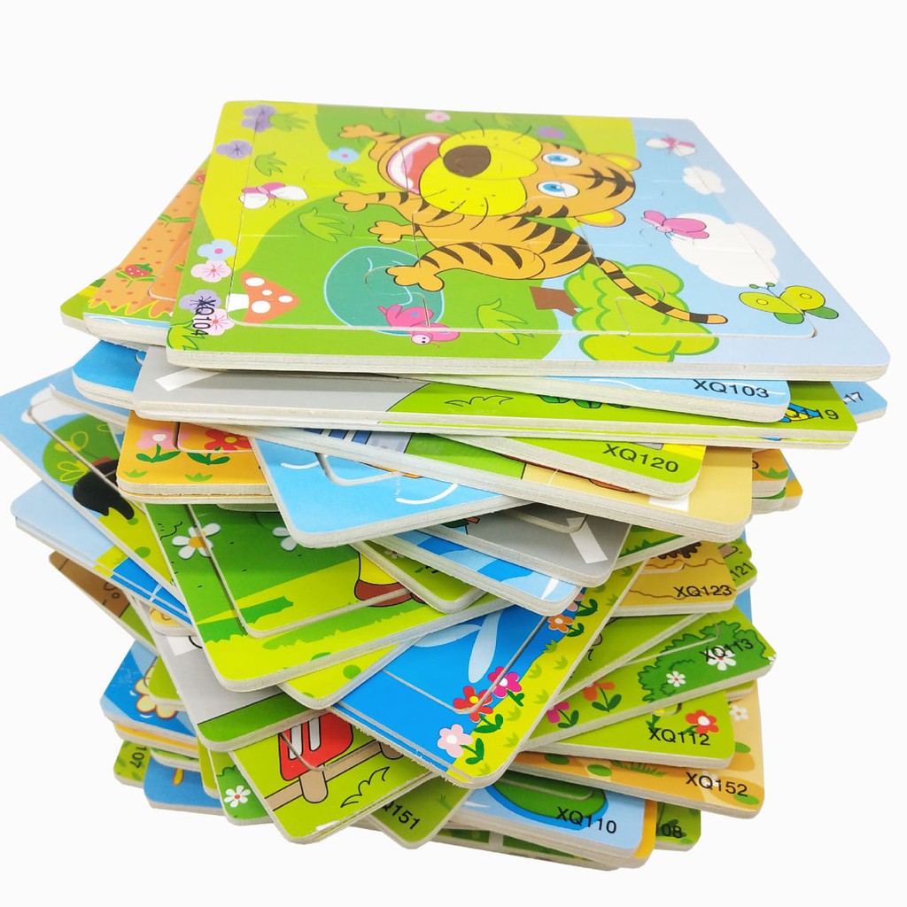 [Jualsemua18](XQ101-02-03-05-06-09-10-11-14-20-46-51)Puzzle Kayu 9pcs Jigsaw Puzzle 9pcs Murah Grosi rMainan Edukasi Anak Puzzle Kayu