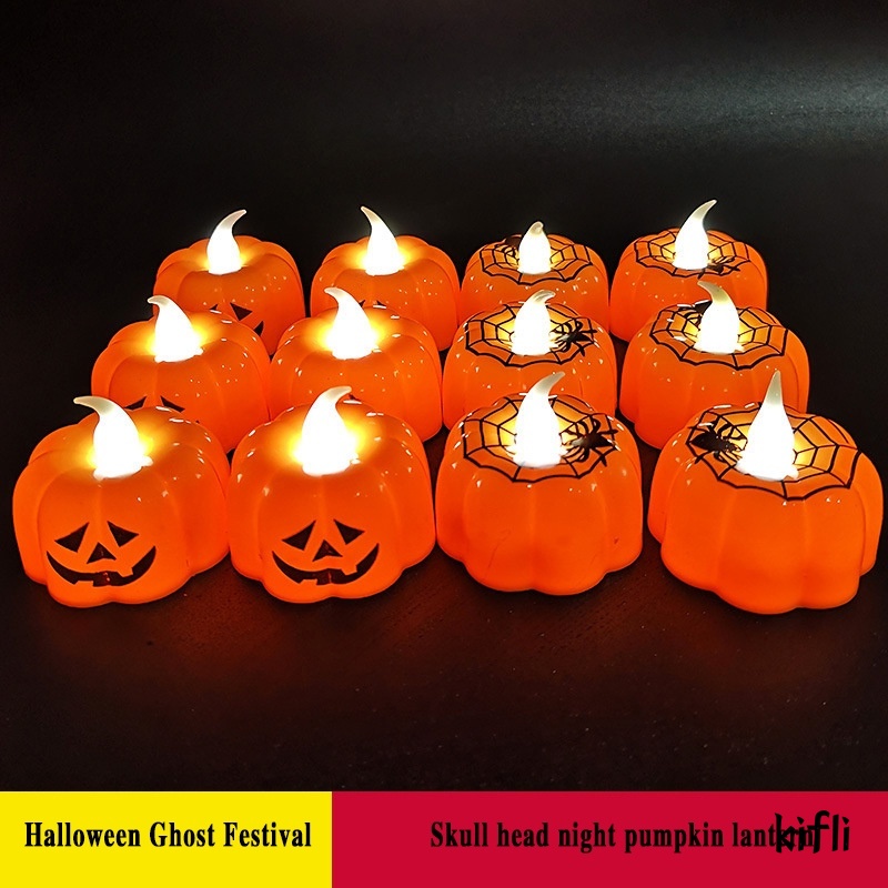 Halloween,Glowing Tengkorak Labu Lentera,Led Lilin Cahaya Horor Suasana Tata Letak Adegan,Dekorasi Alat Peraga Cahaya