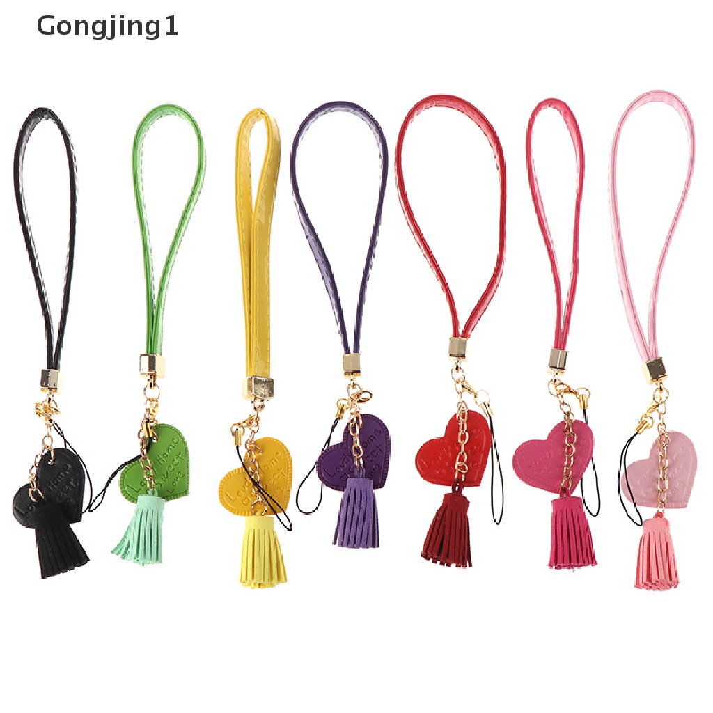 Gongjing1 Tali Lanyard Handphone Bentuk Hati Dengan Rumbai