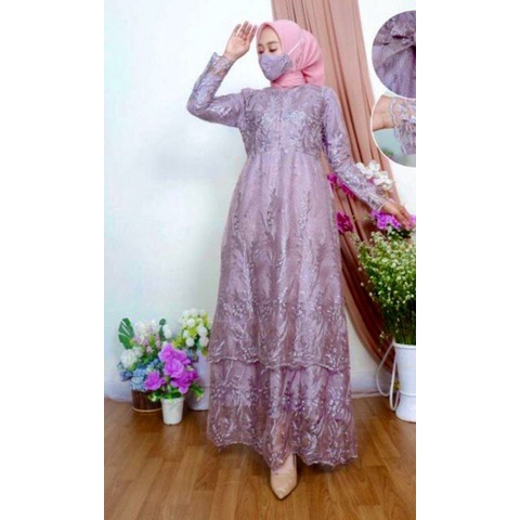 -terBARU-Sarah Gamis Fashion Brukat Tingkat Premiun Baju Couple Ibu Anak Remaja Dewasa Wanita Dress Pesta Jumbo Seragam Kondangan Kekinian Termurah