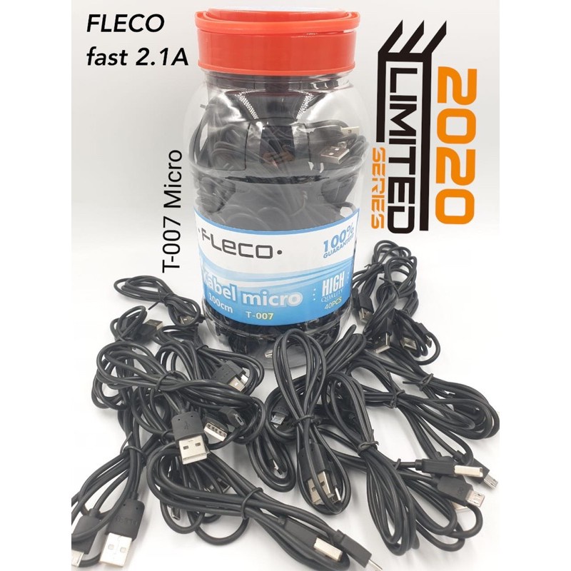 PROMO KABEL DATA FLECO T007 PER TOPLES ISI 40PCS FAST CHARGING 2.1A FC PROMO