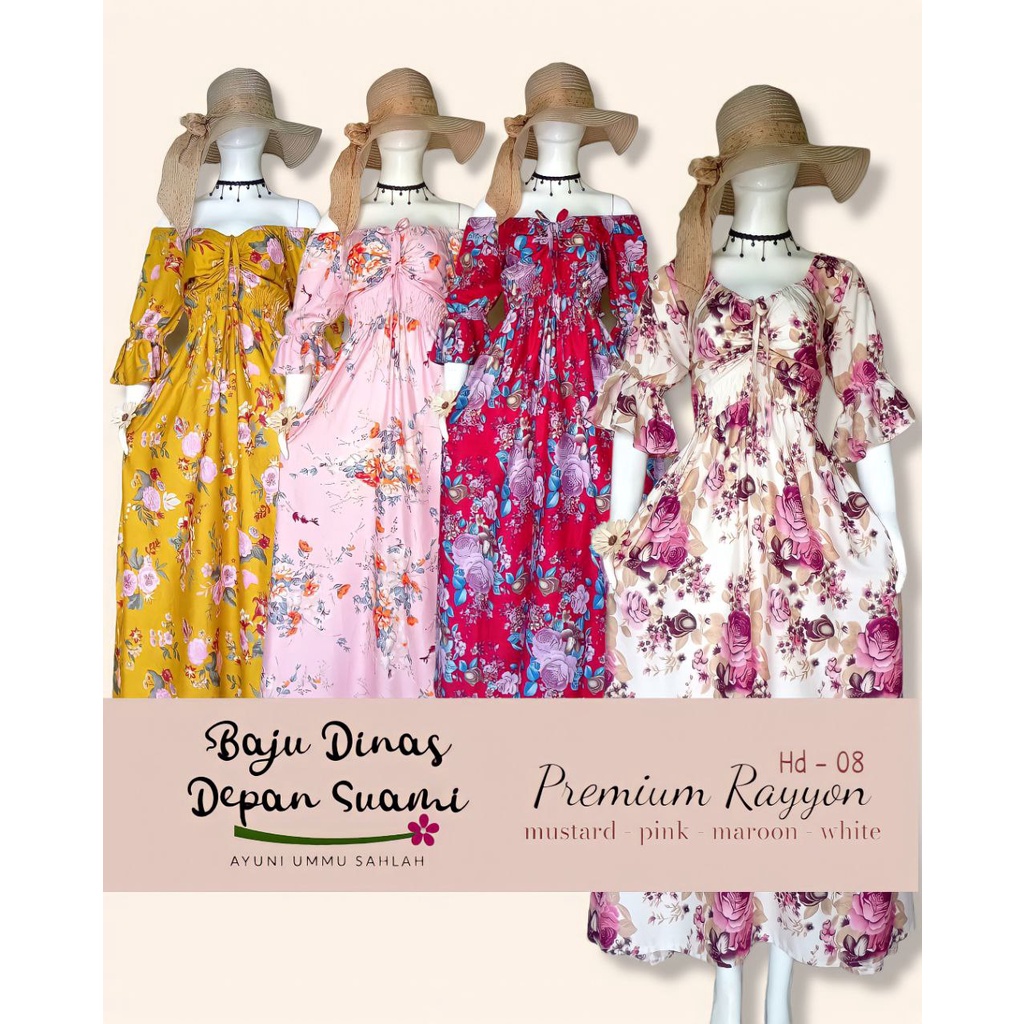 Daster sabrina motif bunga bahan premium HD 08 BDDS - daster rayon premium - baju dinas depan suami