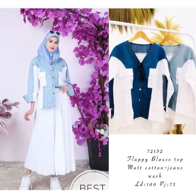 Fluppy blouse top, kemeja mix jeans, blouse mix jeans