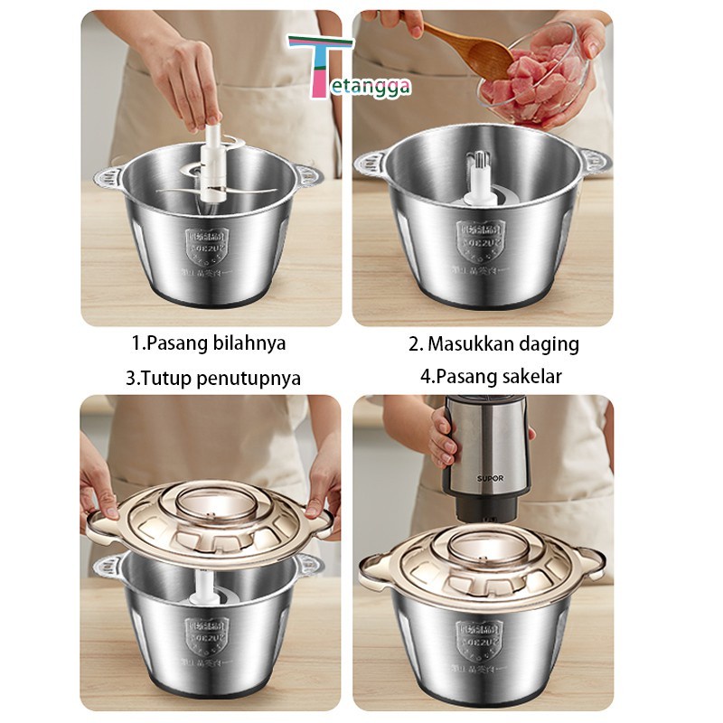 SF5000 blender penggiling daging stainless steel 2 Liter