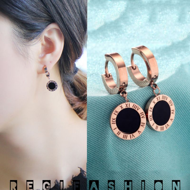 { Bayar Ditempat } Anting Titanium Wanita Gantung Mata Hitam / Anting Titanium Wanita Asli Import / Anting Wanita Model Terbaru