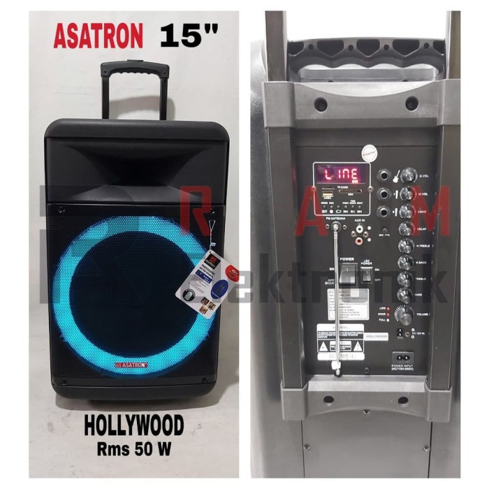 ASATRON Speaker Portable Bluetooth 15 Inch Hollywood / 2 Mic Wireless