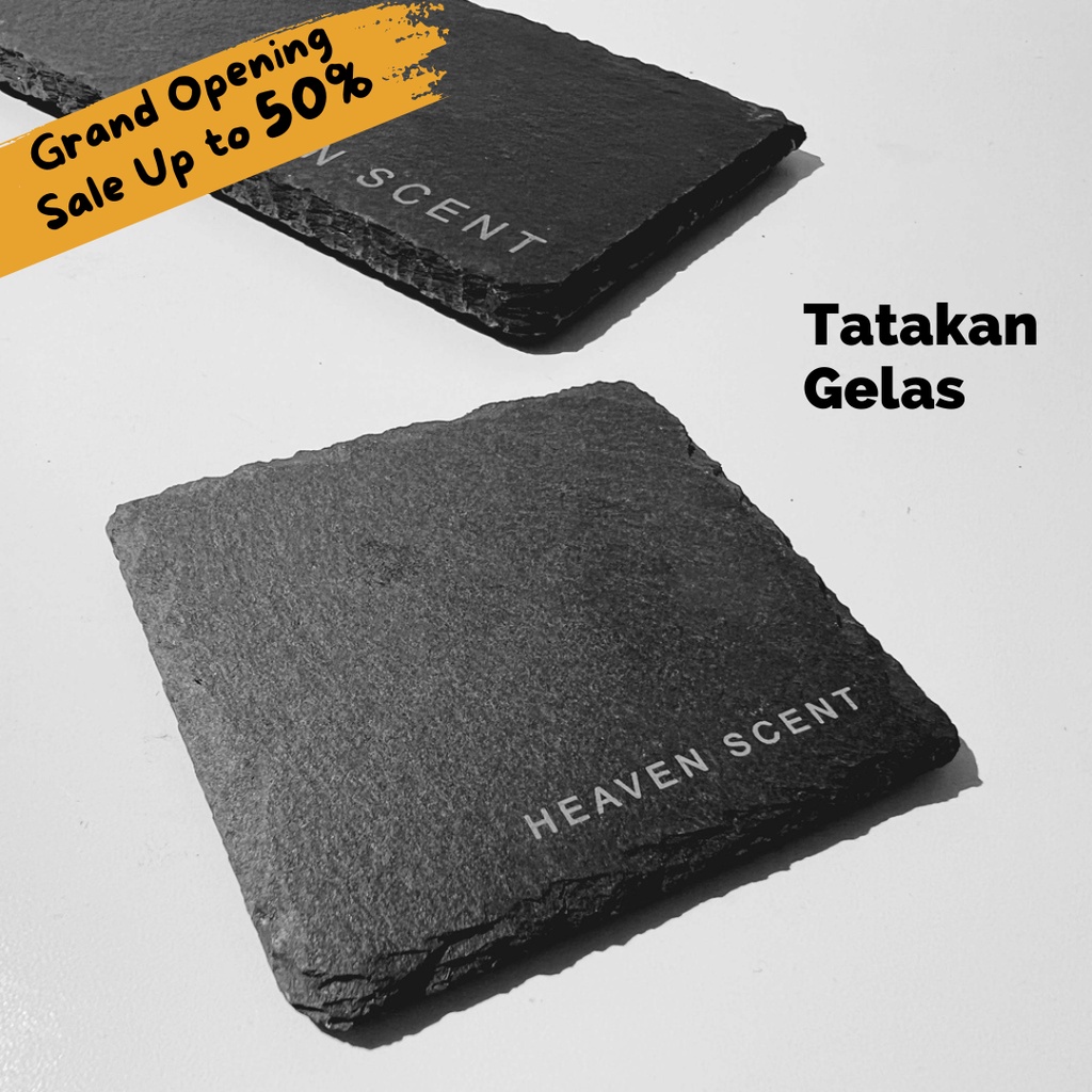 Alas Tatakan Batu Tulis Gelas Parfum Parfume Pengharum Ruangan HEAVEN SCENT SLATE COASTER - Taplak G