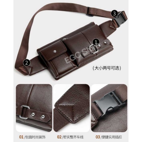 TAS PINGGANG PRIA BAHAN KULIT / MAN LEATHER WAIST BAG - 423