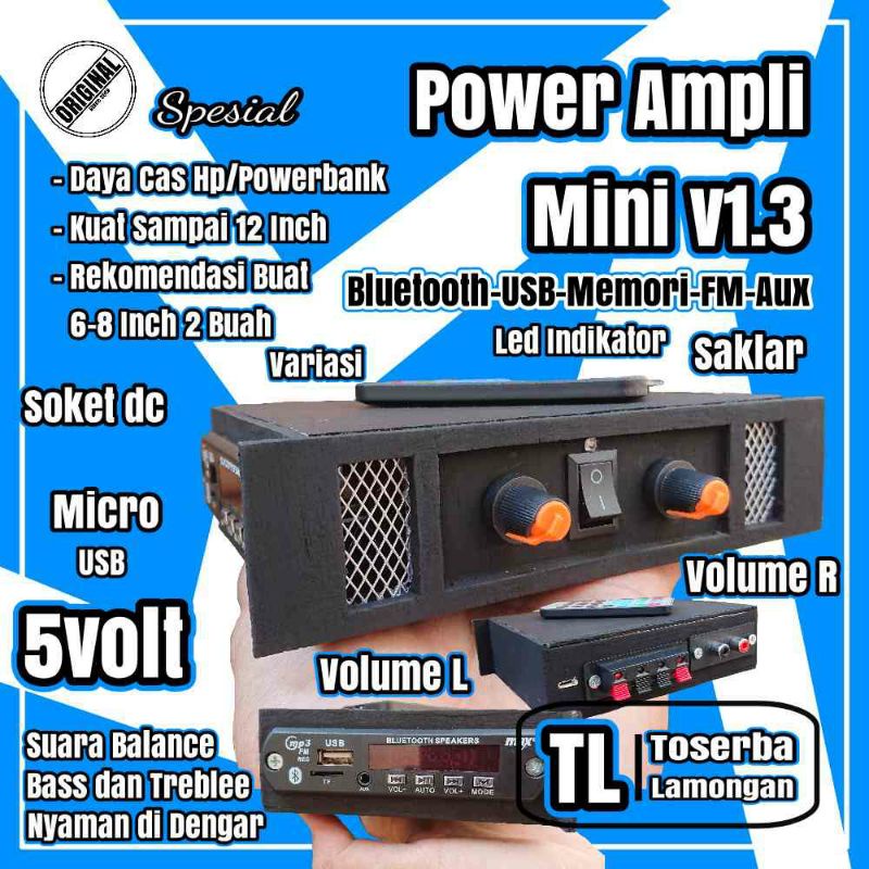 Power Ampli Amplifier Mini 5volt Bluetooth USB Memori Radio Fm Daya Cas Hp Powerbank Sound Miniatur