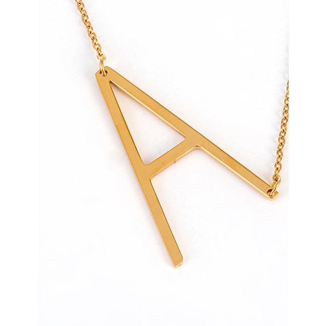 LRC Kalung Abjad Fashion Gold Color Letter Shape Bahan Stainless Steel E4630X