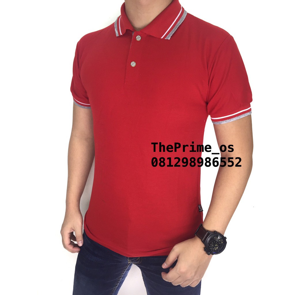 Kaos kerah / kaos polo / poloshirt / kaos lacoste / polo shirt merah red